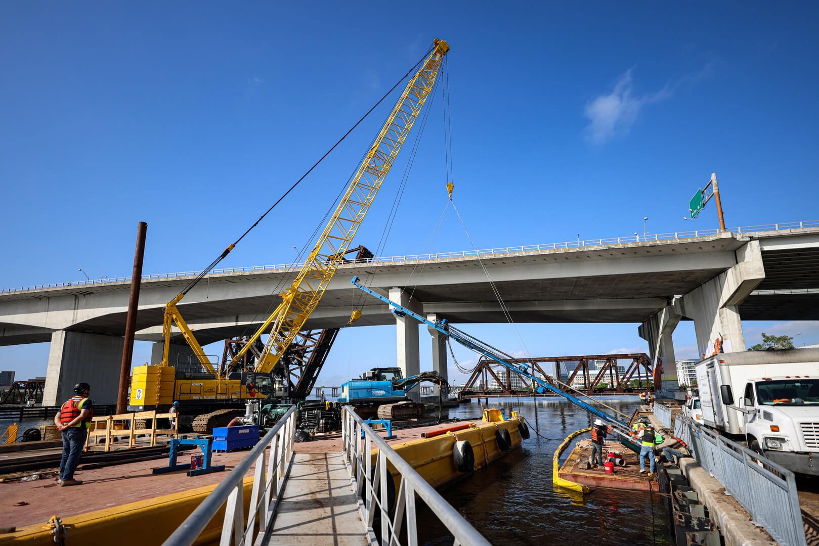 Tieback Installation on Barge tiebacks