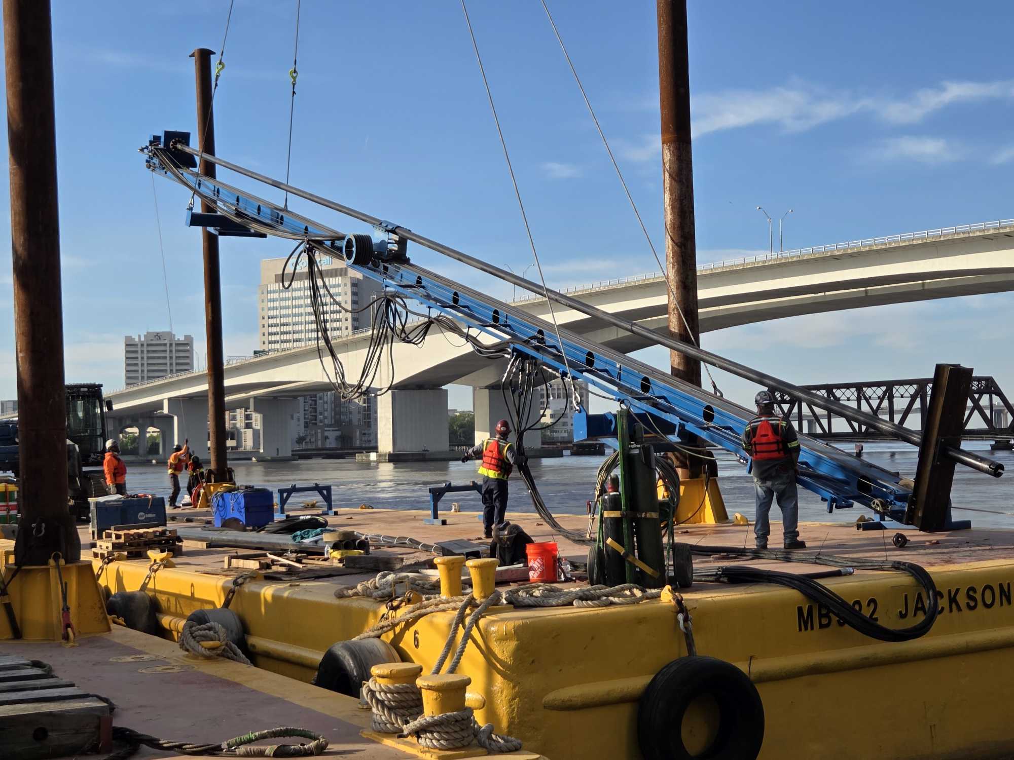 Tieback Installation on Barge tiebacks